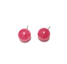 Load image into Gallery viewer, Dark Pink Marbled Ball Stud Earrings