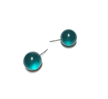 Load image into Gallery viewer, Emerald Green Transparent Ball Stud Earrings