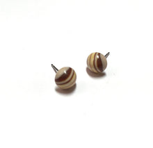 Load image into Gallery viewer, Beige Striped Vintage Lucite Small Retro Button Stud Earrings