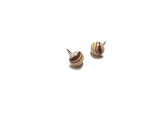 Load image into Gallery viewer, Beige Striped Vintage Lucite Small Retro Button Stud Earrings