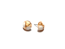 Load image into Gallery viewer, Beige Peach and White Batik Retro Button Stud Earrings