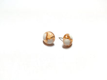 Load image into Gallery viewer, Beige Peach and White Batik Retro Button Stud Earrings