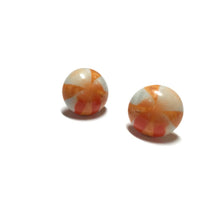 Load image into Gallery viewer, Orange and Grey Sunburst Retro Button Stud Earrings