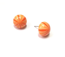 Load image into Gallery viewer, Orange Candy Stripe Retro Button Stud Earrings