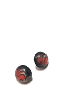 Load image into Gallery viewer, Black and Coral Agate Stripe Retro Button Stud Earrings