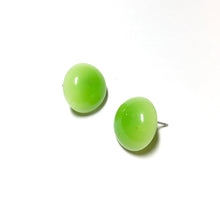 Load image into Gallery viewer, Lime Green Moonglow Retro Button Stud Earrings - AS IS