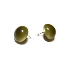 Load image into Gallery viewer, Olive Green Moonglow Retro Button Stud Earrings