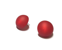 Load image into Gallery viewer, Cherry Red Matte Moonglow Retro Button Stud Earrings
