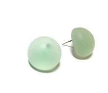 Load image into Gallery viewer, Seafoam Sea Glass Retro Button Stud Earrings