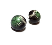 Load image into Gallery viewer, Moss Green Agate Marbled Retro Button Stud Earrings