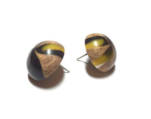 Load image into Gallery viewer, Brown &amp; Beige Marbled Batik Retro Button Stud Earrings