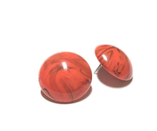 Load image into Gallery viewer, Coral Marbled Large Retro Button Stud Earrings - 24mm