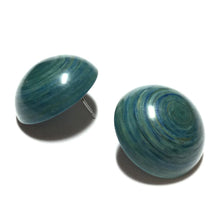 Load image into Gallery viewer, Teal Blue Marbled Retro Button Stud Earrings