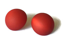 Load image into Gallery viewer, Cherry Red Matte Moonglow Retro Button Stud Earrings
