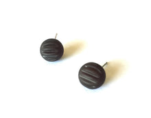 Load image into Gallery viewer, Black Matte Corrugated Jet Black Ball Stud Earrings