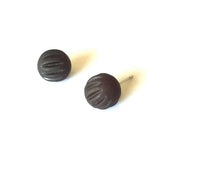 Load image into Gallery viewer, Black Matte Corrugated Jet Black Ball Stud Earrings