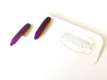Load image into Gallery viewer, Purple Moonglow Dagger Spike Stud Earrings