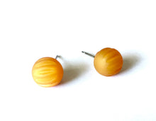 Load image into Gallery viewer, Goldenrod Yellow Moonglow Matte Corrugated Ball Stud Earrings