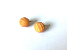 Load image into Gallery viewer, Goldenrod Yellow Moonglow Matte Corrugated Ball Stud Earrings