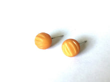 Load image into Gallery viewer, Goldenrod Yellow Moonglow Matte Corrugated Ball Stud Earrings
