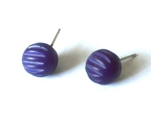 Load image into Gallery viewer, Navy Blue Matte Corrugated Ball Stud Earrings