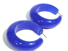 Load image into Gallery viewer, Electric Blue Marbled Chunky Hoop Earrings