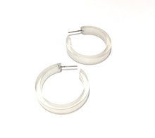 Load image into Gallery viewer, Clear Frosted Small Classic Hoop Earrings