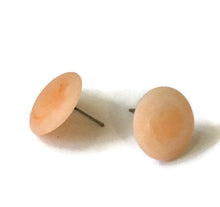 Load image into Gallery viewer, Peach Marbled Matte Disc Stud Earrings