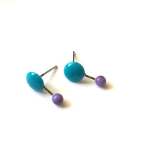 Load image into Gallery viewer, Turquoise &amp; Purple Geo Stud Earrings