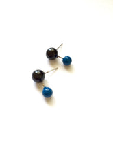 Load image into Gallery viewer, Jet Black and Aqua Geo Stud Earrings