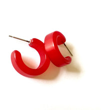 Load image into Gallery viewer, Cherry Red Moonglow Hugger Hoop Earrings