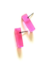 Load image into Gallery viewer, Hot Pink Mini Lucite Stick Stud Earrings