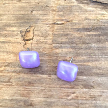 Load image into Gallery viewer, Lavender Enamel Flat Square Stud Earrings