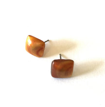 Load image into Gallery viewer, Copper Enamel Flat Square Stud Earrings