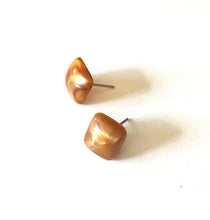 Load image into Gallery viewer, Copper Enamel Flat Square Stud Earrings