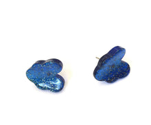 Load image into Gallery viewer, Blue Sparkle Leaf Stud Earrings