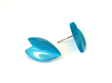 Load image into Gallery viewer, Aqua Blue Moonglow Ivy Leaf Stud Earrings