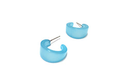 Load image into Gallery viewer, Light Turquoise Moonglow Mini Boom Hoop Earrings