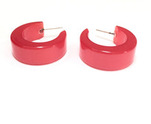 Load image into Gallery viewer, Cherry Red Chunky Mod Moonglow Hoop Earrings