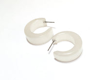 Load image into Gallery viewer, White Chunky Mod Moonglow Hoop Earrings