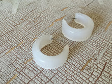 Load image into Gallery viewer, White Chunky Mod Moonglow Hoop Earrings