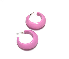 Load image into Gallery viewer, Pink Pinched Bulb Hoop Earrings