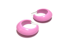 Load image into Gallery viewer, Pink Pinched Bulb Hoop Earrings