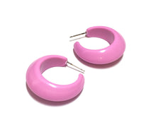 Load image into Gallery viewer, Pink Pinched Bulb Hoop Earrings
