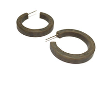 Load image into Gallery viewer, Dark Grey Brown Pin Up Marbled Matte Hoop Earrings