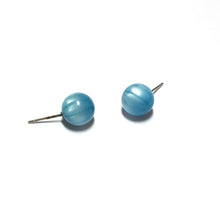 Load image into Gallery viewer, Aqua Blue Moonglow Striped Petite Ball Stud Earrings