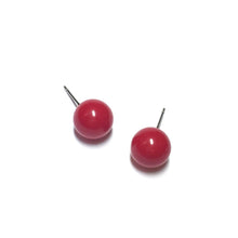 Load image into Gallery viewer, Cherry Red Petite Ball Stud Earrings