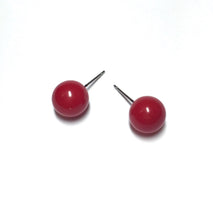 Load image into Gallery viewer, Cherry Red Petite Ball Stud Earrings