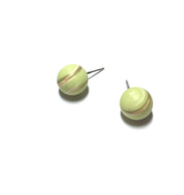 Load image into Gallery viewer, Lime Green &amp; Gold Painted Matte Ball Stud Earrings