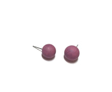Load image into Gallery viewer, Violet Purple Marbled Matte Ball Stud Earrings